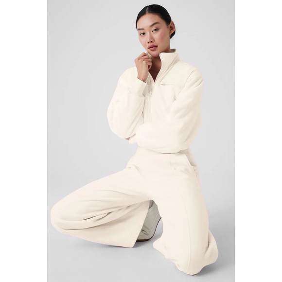 Alo Yoga Polar Fleece Cropped Wintry Mix Jacket Ivory S - Picture 3 of 14